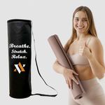 VIBE ACTIVATED Yoga Mat Cover Bag with Shoulder Strap, Washable & Durable Yoga Mat Cover Bag | Travel, Yoga & Gym Shoulder Waterproof Bag, Ideal for Men & Women (Breath Stretch Relax)