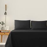 LINENOVA 4 Piece Queen Bed Sheet Set- 1200TC Ultra-Soft Microfibre Bed Sheets - Fitted Sheet & Flat Sheet & 2 Pillowcases- Wrinkle, Fade, Stain Resistant - Deep Pocket (Black, Queen)