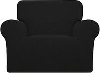 (chair, Black) - Stretch Slipcovers, Sofa Covers, Furniture Protector with Elastic Bottom, Anti-Slip Foam, Couch, Pets Shield, Polyester Spandex Jacquard Fabric Small Cheques 1 Piece by Easy-Going(Chair, Black)