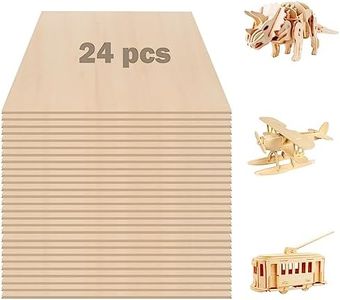 24 Pack Basswood Sheets, 12 x 12 x 1/8 inch Plywood, 3 mm Thin Unfinished Wood Board for Crafts, Laser Cutting & Engraving, Wood Burning, CNC Cutting, Painting, Fretwork