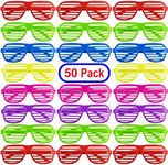 Prextex 50 Pairs Shutter Glasses Neon Shades, Stylish Shutter Sunglasses for Kids & Adults, Perfect Celebrations Accessory