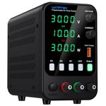 DC Power Supply Variable, 30V 10A Bench Power Supply with 3 Groups of Memories, Output Switch, Adjustable Switching Regulated Power Supply with 18W Quick Charge Interface, Encoder Adjustment Knob