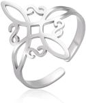 Fuqimanman2020 Witch Knot Ring Necklace Jewelry Set Stainless Steel Adjustable Witchcraft Celtic Love Knot Open Ring Celtic Quaternary Wiccan Witches Knot Ring Witchcraft Amulet Jewelry Birthday Gift, Metal, No Gemstone