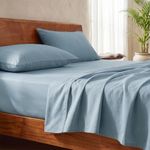 LANE LINEN 100% Organic Cotton Bedsheet Set for Double Bed, Oeko-TEX Certified, Soft, Breathable & Comfortable Fabric, Machine Washable, Includes 1 Flat Sheet & 2 Pillow Covers - French Blue
