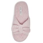 Laura Ashley Ladies Open Toe Plush Terry Slipper, Vintage Pink, Small