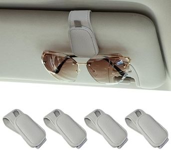 Yuoyar 4 Packs Magnetic Sunglass Holder for Car Visor - Universal Sunglasses Clip for Different Size Eyeglasses - Convenient Interior Car Accessories (4, Grey)