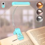 Glocusent Horizontal ET-Head Book Light for Reading in Bed, Eye Caring, CRI 95, 3 Colors & 5 Brightness, Rechargeable Long Lasting Reading Light, 1.4Oz Lightweight & Portable, Perfect for Book Lovers…