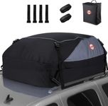Sailnovo Car Roof Bag 15 Cubic Feet Foldable Roof Box, Soft Roof Box Storage for Most Cars with/without Roof Bars, Include 4 Reinforced Straps,4 Door Hooks