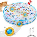 Potaroma Interactive Cat Toys, Fast Rolling Ball in Play Mat, Automatic Motion Activated Moving Ball Hide and Seek Game for Indoor Exercise Kicker, 28 Inch Play Mat