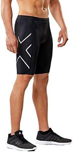 2XU Men’s Core Compression Shorts, Running & Training Men's Athletic Shorts with PWX Stretch Fabric & Drawstring Waistband - Black/Silver - X-Small