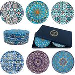 Totally Turkish – Patterned Drink Coasters Set of 6 – Giftable Design Design Drinks Mat Set – Non-Scratch Top & Non-Slip Cork Base (Istanbul)