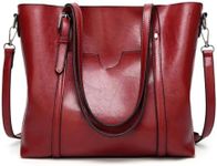 Larger Capacity Leather Tote Bags For Women Handbags & Shoulder Bags with Multi-pockets Zippers and Compartments for Shopping Travel Work School .-Burgundy