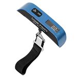 travel inspira Luggage Scale, Portable Digital Hanging Baggage Scale for Travel, Suitcase Weight Scale with Rubber Paint, 110 Pounds, Battery Included - Blue