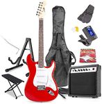 Max GigKit Red Electric Guitar Starter Pack - Complete Set for Beginners, Ideal Beginner Electric Guitars, Includes Amp, Footstand & Guitar Stand for Aspiring Musicians