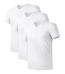 DAVID ARCHY Men's Undershirt Bamboo Rayon Moisture-Wicking White T-Shirts Stretch V-Neck Tees for Men, 3-Pack (L, White)