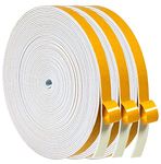 Draught Excluder Weather Stripping Toam Strip Tape Seal Self Adhesive for Door Window Against Cold Draught/Anti-Collision/Soundproof/Waterproof/Dustproof 6mm(W) x1.5mm(T), 3 Rolls Total 15M Long White