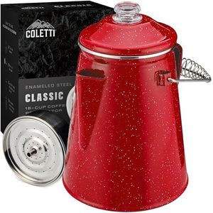 COLETTI Classic Percolator Coffee Pot — The Most Nostalgic Camping Coffee Pot, Now Modernized [Red Enamel, 18 Cup]