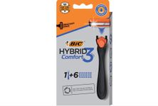 BIC Hybrid Advance 3 Disposable/System Shaver, Men, 6-Count (Pack of 3)