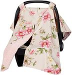 Insular Floral Car Seat Covers for Babies, Infant Minky Car Seat Canopy Cover for Boys Girls, Newborn Carseat Cover, Breasstfeeding Nursing Cover, Pink Begonia