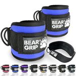 BEAR GRIP - Ankle Straps for Cables with New Fleece Design - Strong Closure, Double Stainless Steel D-Ring, Adjustable Neoprene - For Men & Women (Blue - Pair)