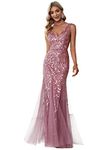 Ever-Pretty Women's Sexy V Neck Sleeveless Elegant Floor Length Long Mermaid Prom Dresses Orchid 16UK