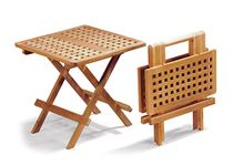 Jati Small Folding Garden Side Table - Teak, Chessboard Slats, Delivered Ready-Assembled