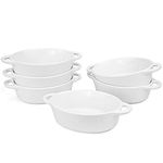 Foraineam 6-Pack Porcelain Ramekins, 10 Ounce Oval Ceramic Creme Brulee Souffle Baking Ramekin Dishes Bowl with Double Handles