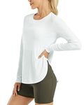 G4Free Women's Activewear Shirts UPF 50+ UV Sun Protection T-Shirts Long Sleeve Tops Workout Sun Shirt Outdoor Gym Hiking Shirt Quick Dry Lightweight Shirts White