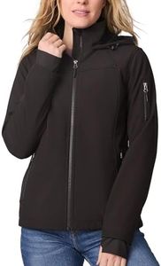 Free Country Women's Softshell Jacket Fleece Lined Warm Water and Wind Resistant Coat for Outdoor Skii-Black-Size S