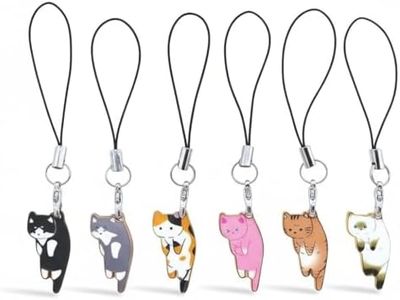 Sopopal 6 Pcs Cat Phone Charm Aesthetic Cell Phone Charm Kawaii With Handmade Cute Hanging Pendants Decor