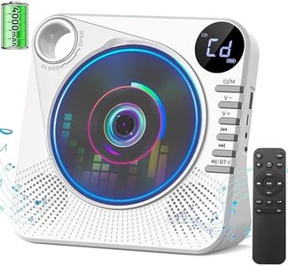 Portable CD Player with Bluetooth, 4000mAh Recheageable Desktop CD Players for Home, CD Music Player with Speakers,Remote Control,LCD Display, AUX, USB, Headphone Jack