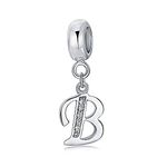 sam panda Alphabet Charms 926 Sterling Silver Letter Initial A-Z Charm Beads Fit pandora for Bracelet, Silver (B)