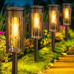 LETMY Solar Pathway Lights Outdoor, Upgraded 8 Pack Solar Lights Outdoor, IP65 Waterproof Auto On/Off Solar Landscape Path Lights Outdoor Solar Garden Lights for Yard Patio Lawn Walkway Driveway