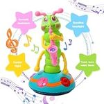 Children's Electric Caterpillar Saxophone Toys, Dancing Saxophone Caterpillar with Music & LED Lights Fun Rocking Twister Dance Baby Sensory Toys Christmas Birthday Gift for Toddlers(Random Color)