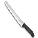 Victorinox Swiss Classic Professional Pastry Knife, Ultra Sharp Blade, Serrated Edge, 26 cm, Sturdy Plastic Handle, Stainless Steel, Black