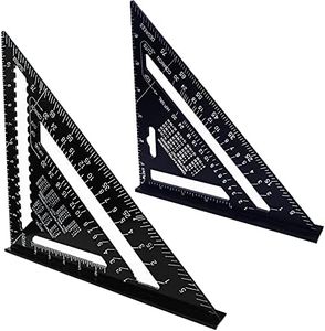 ASNOMY 7 Inch & 12 Inch Triangle Ruler, Black Rafter Square Protractor, High Precision Aluminum Alloy Triangle Ruler,Layout Measuring Tool for Engineer Carpenter（Imperial）