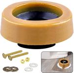 LASCO Toilet Bowl Extra Thick Wax Ring with Brass Bolts Reinforced Urethane Core and Polyethylene Flange - 516545, Yellow