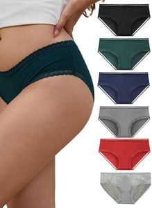 LIQQY Women's Cotton Underwear Lace Trim Hipster Breathable Panties Ladies Underwear Multipack