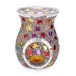 BSTKEY Mosaic Glass Essential Oil Burner Wax Melt Burner, Colorful Fragrance Oil Warmer Tealight Candle Holder Burner, Home Decor Incense Aroma Diffuser Wax Burner