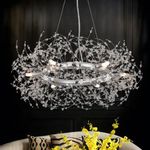 Modern Silver Crystal Chandeliers Firework,Large Round Chrome Dining Room Chandelier Light Fixture for Bedroom Dinning Room Living Room Entryway Closet Kitchen Bathroom