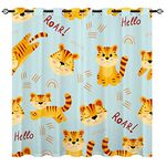 YUANZU Tiger Curtains - Kids Big Tabby Cat Endangered Animals Print Pattern Eyelet Blackout Thermal Insulated & Room Darkening Window Drapes for Boys Girls Baby Bedroom 2 Panels W168cm x D137cm