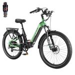 Cyrusher Aluminum Electric Bike 27.5inches Sprint, 250W 25km/h 48V 15Ah 95km, Full Suspension, 8 Speed, Hydraulic Disc Brakes, Green