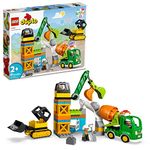 LEGO DUPLO Construction Site 10990 Educational Large Brick Building Set, Pretend Play Learning Toy with Bulldozer, Cement Mixer and Crane Toys, Sensory Toys for Toddlers, Boys and Girls Ages 2 and Up