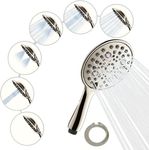 SparkPod High Pressure Shower Head with Long Shower Hose - 6-Function Design with Ergonomic Grip - 6'' Wide Angle Shower Head with 70'' Long Shower Hose - Brushed Nickel Handheld Shower Head Hose