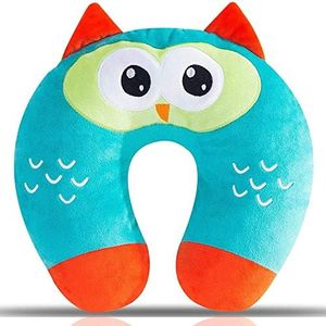 Kids Travel Pillow, Super Comfort Baby Head Neck Pillow Kids for Toddler on Airplane, Bus, Train at Home, U-Shaped Teal Neck Pillow for Travelling, Child Size,Owl