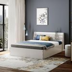 Wakefit Bed | 1 Yr Warranty | Bed Queen Size, Comes with Storage Box, Noise-Free, Density: 680–750 kg/m³, Termite & Borer Resistant, Fits Mattresses Up to 8 inches (Castor 78 x 60 - Frosty White)