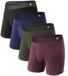 DAVID ARCHY Mens Underwear Boxer Briefs Micro Modal Ultra Soft Moisture Wicking Seamless Underwear for Men 4 Pack(L, Dark Blue/Olive Green/Black/Dark Grape)