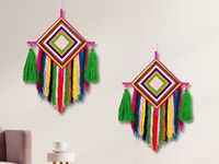 JH Gallery Handmade Colorful Woolen Kite Tassel Hanging for Home/Office/Hall Decoration (Pack of 2)