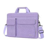 MOSISO Laptop Shoulder Bag Compatible with MacBook Air/Pro,13-13.3 inch Notebook,Compatible with MacBook Pro 14 inch M3 M2 M1 with 2 Raised&1 Flapover&1 Horizontal Pocket&Handle&Belt, Purple