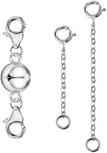 Necklace Extender Magnetic Necklace Clasps and Closures 14K Gold Plated 925 Sterling Silver Necklace Extender Magnetic Jewelry Clasps for Necklaces Bracelet Extenders